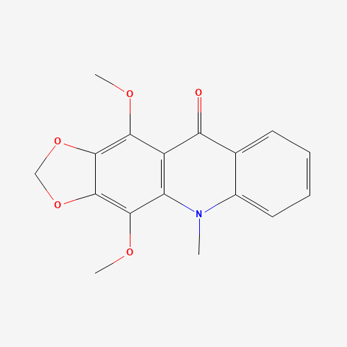 4,11-dimethoxy-5-methyl-[1,3]dioxolo[4,5-b]acridin-10-one (CAS: 475-91-2) - Chemical Structure and Molecular Formula 