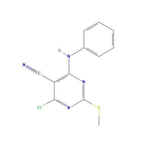 4-anilino-6-chloro-2-methylsulfanylpyrimidine-5-carbonitrile (CAS: 200626-36-4) - Chemical Structure and Molecular Formula 