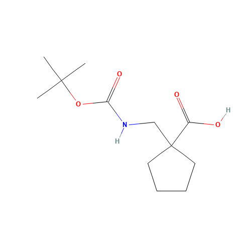 1-[[(2-methylpropan-2-yl)oxycarbonylamino]methyl]cyclopentane-1-carboxylic acid (CAS: 204514-22-7) - Chemical Structure and Molecular Formula 