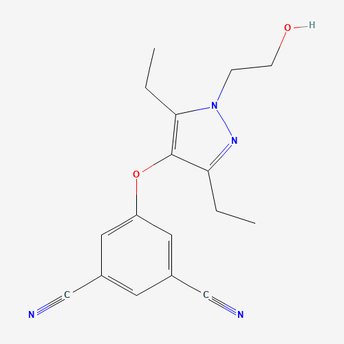 5-[3,5-diethyl-1-(2-hydroxyethyl)pyrazol-4-yl]oxybenzene-1,3-dicarbonitrile (CAS: 473921-12-9) - Chemical Structure and Molecular Formula 