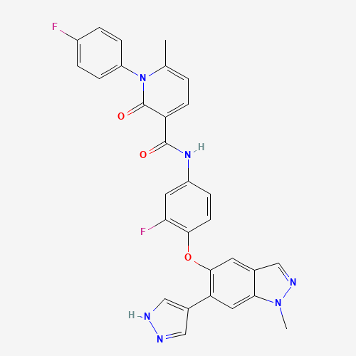 N-[3-fluoro-4-[1-methyl-6-(1H-pyrazol-4-yl)indazol-5-yl]oxyphenyl]-1-(4-fluorophenyl)-6-methyl-2-oxopyridine-3-carboxamide (CAS: 1206799-15-6) - Related Chemical Product