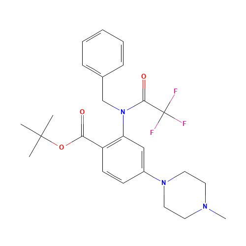 tert-butyl 2-[benzyl-(2,2,2-trifluoroacetyl)amino]-4-(4-methylpiperazin-1-yl)benzoate (CAS: 1108746-10-6) - Chemical Structure and Molecular Formula 