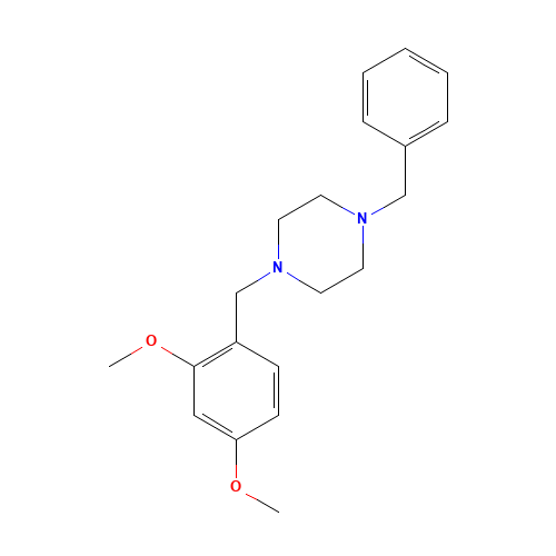 1-benzyl-4-[(2,4-dimethoxyphenyl)methyl]piperazine (CAS: 355396-01-9) - Chemical Structure and Molecular Formula 