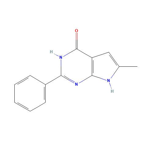 6-methyl-2-phenyl-1,7-dihydropyrrolo[2,3-d]pyrimidin-4-one (CAS: 760160-33-6) - Chemical Structure and Molecular Formula 