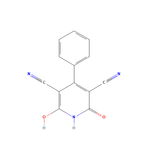 2-hydroxy-6-oxo-4-phenyl-1H-pyridine-3,5-dicarbonitrile (CAS: 20964-63-0) - Chemical Structure and Molecular Formula 