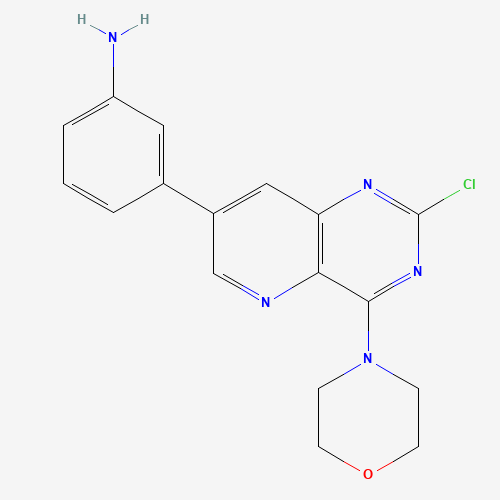 3-(2-chloro-4-morpholin-4-ylpyrido[3,2-d]pyrimidin-7-yl)aniline (CAS: 1557084-43-1) - Chemical Structure and Molecular Formula 