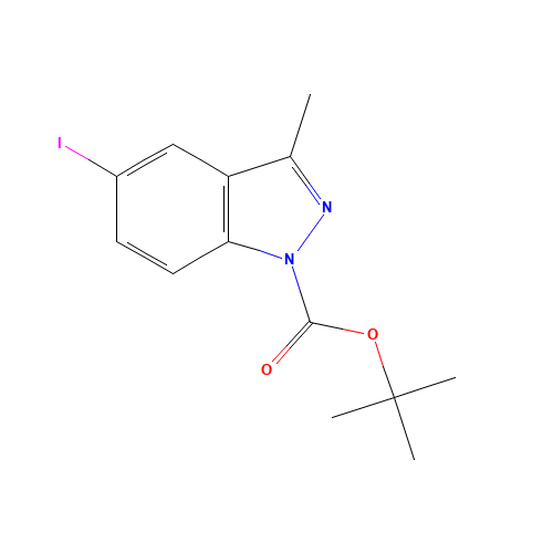 tert-butyl 5-iodo-3-methylindazole-1-carboxylate (CAS: 1180526-39-9) - Chemical Structure and Molecular Formula 
