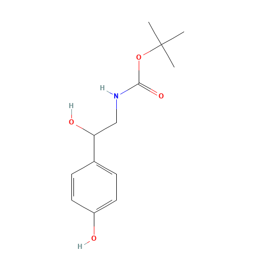 tert-butyl N-[2-hydroxy-2-(4-hydroxyphenyl)ethyl]carbamate (CAS: 126395-31-1) - Chemical Structure and Molecular Formula 