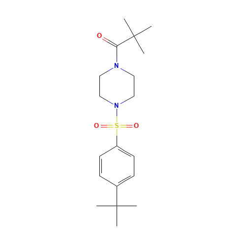 1-[4-(4-tert-butylphenyl)sulfonylpiperazin-1-yl]-2,2-dimethylpropan-1-one (CAS: 951250-27-4) - Chemical Structure and Molecular Formula 
