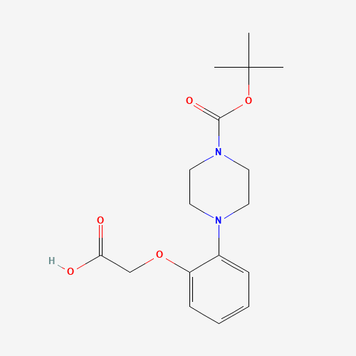 2-[2-[4-[(2-methylpropan-2-yl)oxycarbonyl]piperazin-1-yl]phenoxy]acetic acid (CAS: 1000894-45-0) - Chemical Structure and Molecular Formula 
