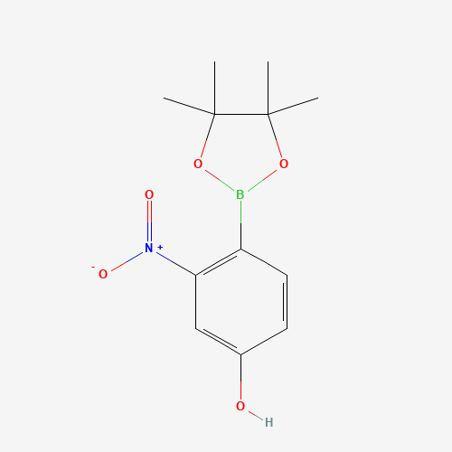 3-nitro-4-(4,4,5,5-tetramethyl-1,3,2-dioxaborolan-2-yl)phenol (CAS: 1356963-11-5) - Chemical Structure and Molecular Formula 