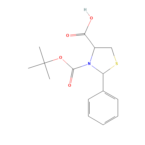 3-[(2-methylpropan-2-yl)oxycarbonyl]-2-phenyl-1,3-thiazolidine-4-carboxylic acid (CAS: 106086-10-6) - Related Chemical Product
