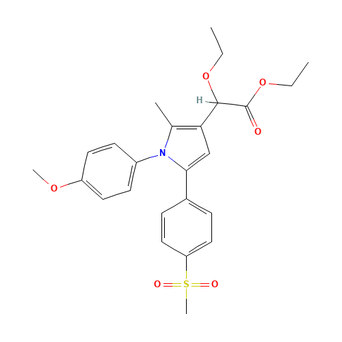 ethyl 2-ethoxy-2-[1-(4-methoxyphenyl)-2-methyl-5-(4-methylsulfonylphenyl)pyrrol-3-yl]acetate (CAS: 1005451-48-8) - Related Chemical Product