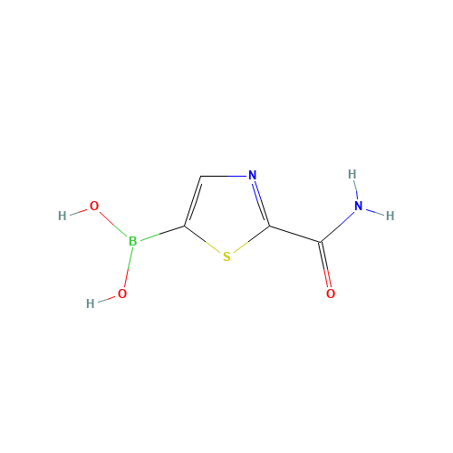 (2-carbamoyl-1,3-thiazol-5-yl)boronic acid (CAS: 1190875-33-2) - Chemical Structure and Molecular Formula 