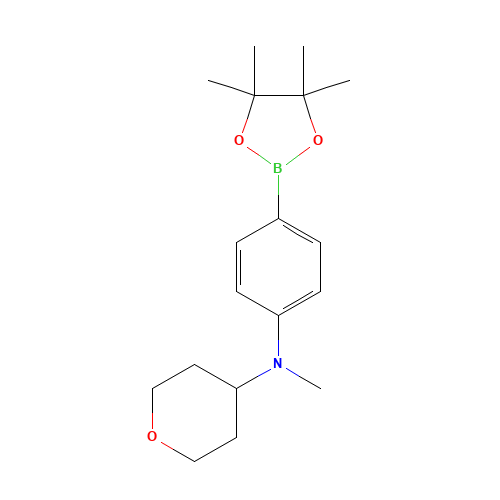 N-methyl-N-[4-(4,4,5,5-tetramethyl-1,3,2-dioxaborolan-2-yl)phenyl]oxan-4-amine (CAS: 1415794-06-7) - Chemical Structure and Molecular Formula 
