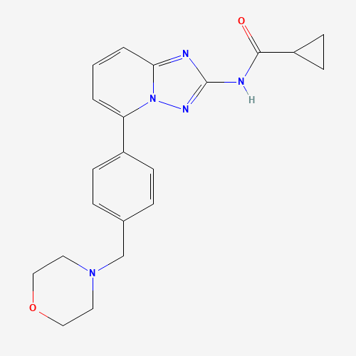 N-[5-[4-(morpholin-4-ylmethyl)phenyl]-[1,2,4]triazolo[1,5-a]pyridin-2-yl]cyclopropanecarboxamide (CAS: 1142938-50-8) - Chemical Structure and Molecular Formula 