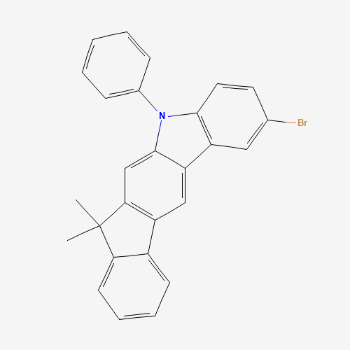 2-bromo-7,7-dimethyl-5-phenylindeno[2,1-b]carbazole (CAS: 1257220-44-2) - Chemical Structure and Molecular Formula 