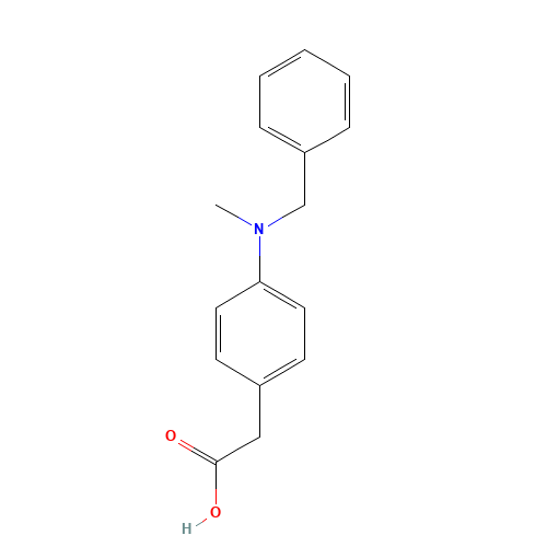 2-[4-[benzyl(methyl)amino]phenyl]acetic acid (CAS: 1082881-89-7) - Chemical Structure and Molecular Formula 