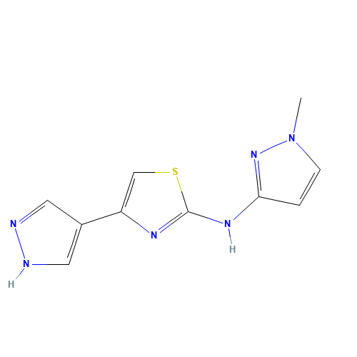 N-(1-methylpyrazol-3-yl)-4-(1H-pyrazol-4-yl)-1,3-thiazol-2-amine (CAS: 1235312-83-0) - Chemical Structure and Molecular Formula 