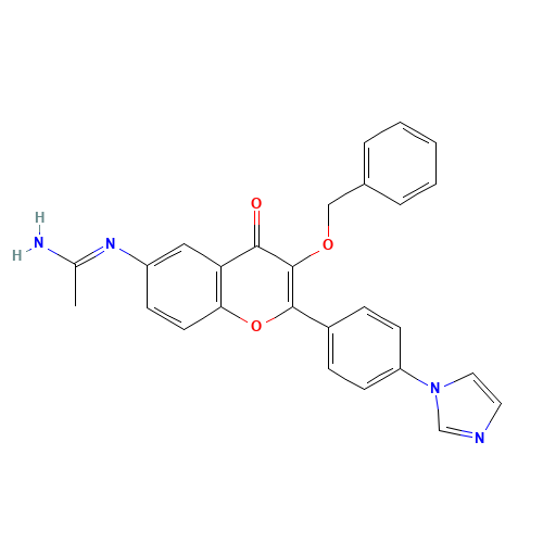 N'-[2-(4-imidazol-1-ylphenyl)-4-oxo-3-phenylmethoxychromen-6-yl]ethanimidamide (CAS: 1187016-33-6) - Chemical Structure and Molecular Formula 