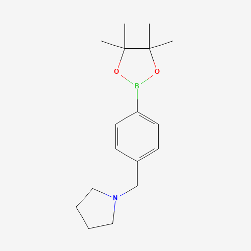1-[[4-(4,4,5,5-tetramethyl-1,3,2-dioxaborolan-2-yl)phenyl]methyl]pyrrolidine (CAS: 884507-39-5) - Chemical Structure and Molecular Formula 
