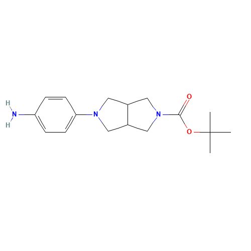 tert-butyl 2-(4-aminophenyl)-1,3,3a,4,6,6a-hexahydropyrrolo[3,4-c]pyrrole-5-carboxylate (CAS: 1395031-69-2) - Chemical Structure and Molecular Formula 