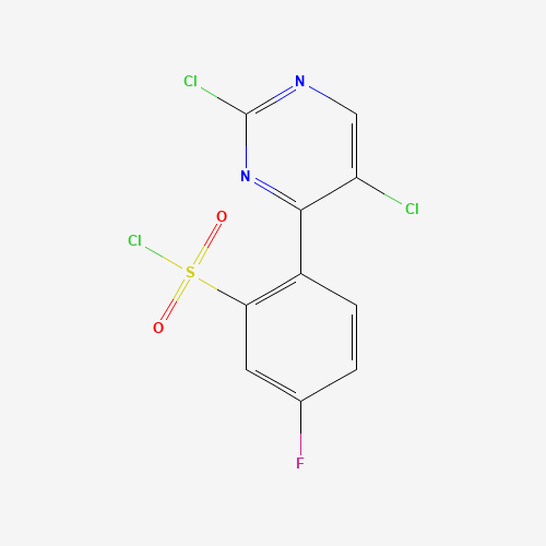 2-(2,5-dichloropyrimidin-4-yl)-5-fluorobenzenesulfonyl chloride (CAS: 1341200-90-5) - Chemical Structure and Molecular Formula 