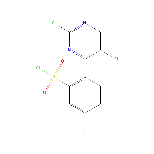 2-(2,5-dichloropyrimidin-4-yl)-5-fluorobenzenesulfonyl chloride (CAS: 1341200-90-5) - Chemical Structure and Molecular Formula 
