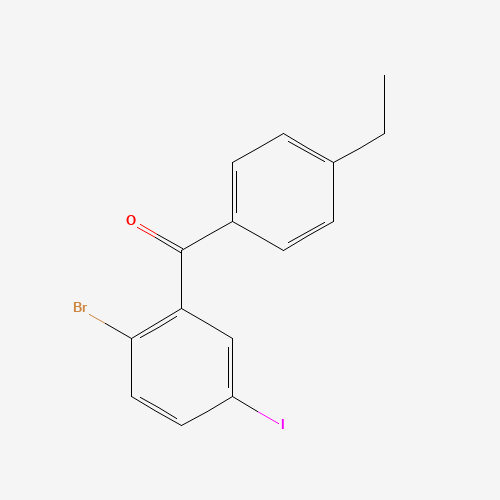 (2-bromo-5-iodophenyl)-(4-ethylphenyl)methanone (CAS: 1006383-22-7) - Chemical Structure and Molecular Formula 