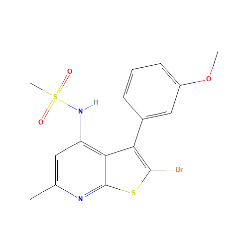 N-[2-bromo-3-(3-methoxyphenyl)-6-methylthieno[2,3-b]pyridin-4-yl]methanesulfonamide (CAS: 1312593-77-3) - Chemical Structure and Molecular Formula 