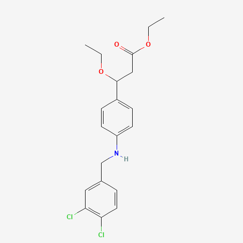ethyl 3-[4-[(3,4-dichlorophenyl)methylamino]phenyl]-3-ethoxypropanoate (CAS: 1202576-84-8) - Chemical Structure and Molecular Formula 