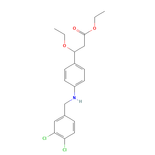 ethyl 3-[4-[(3,4-dichlorophenyl)methylamino]phenyl]-3-ethoxypropanoate (CAS: 1202576-84-8) - Chemical Structure and Molecular Formula 