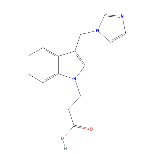3-[3-(imidazol-1-ylmethyl)-2-methylindol-1-yl]propanoic acid (CAS: 76894-77-4) - Chemical Structure and Molecular Formula 
