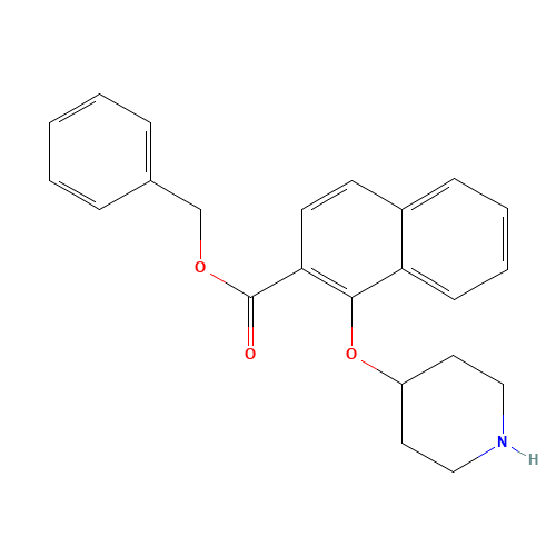 benzyl 1-piperidin-4-yloxynaphthalene-2-carboxylate (CAS: 1443208-80-7) - Chemical Structure and Molecular Formula 