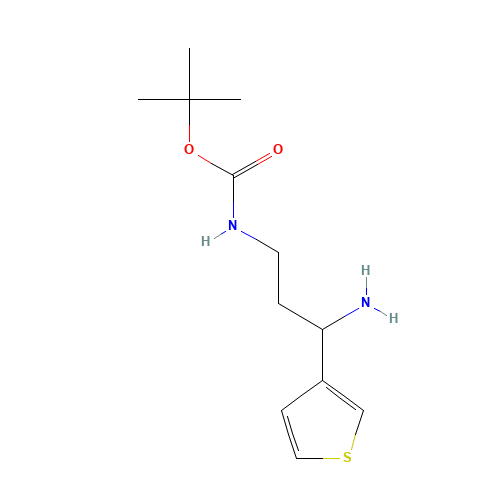 tert-butyl N-(3-amino-3-thiophen-3-ylpropyl)carbamate (CAS: 1386398-78-2) - Chemical Structure and Molecular Formula 