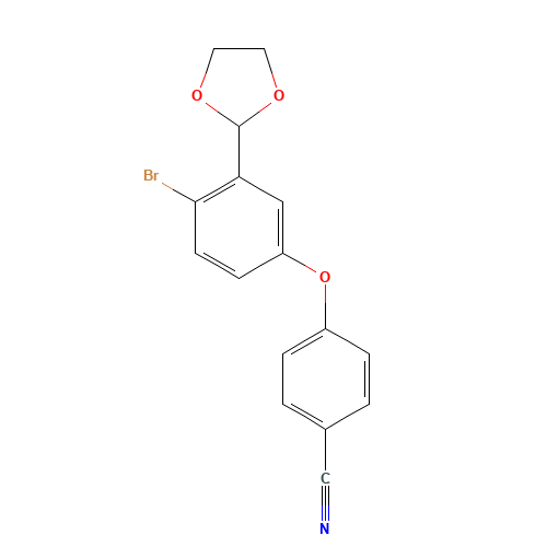 4-[4-bromo-3-(1,3-dioxolan-2-yl)phenoxy]benzonitrile (CAS: 1217366-74-9) - Chemical Structure and Molecular Formula 