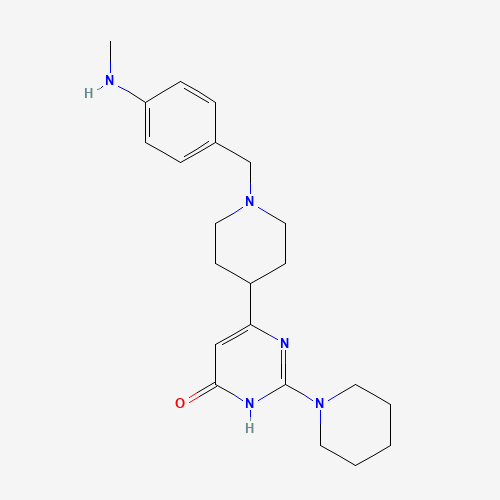 6-[1-[[4-(methylamino)phenyl]methyl]piperidin-4-yl]-2-piperidin-1-yl-1H-pyrimidin-4-one (CAS: 1373491-62-3) - Chemical Structure and Molecular Formula 