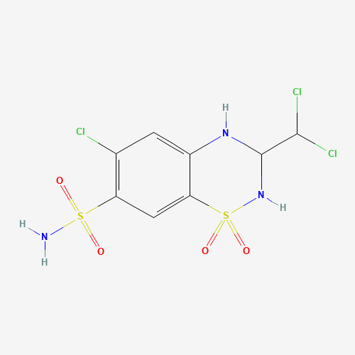 6-chloro-3-(dichloromethyl)-1,1-dioxo-3,4-dihydro-2H-1$l^{6},2,4-benzothiadiazine-7-sulfonamide (CAS: 133-67-5) - Related Chemical Product