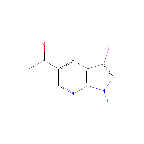 1-(3-iodo-1H-pyrrolo[2,3-b]pyridin-5-yl)ethanone (CAS: 1015609-03-6) - Chemical Structure and Molecular Formula 