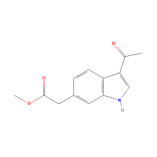 methyl 2-(3-acetyl-1H-indol-6-yl)acetate (CAS: 1386456-93-4) - Chemical Structure and Molecular Formula 