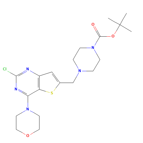 tert-butyl 4-[(2-chloro-4-morpholin-4-ylthieno[3,2-d]pyrimidin-6-yl)methyl]piperazine-1-carboxylate (CAS: 885699-79-6) - Related Chemical Product
