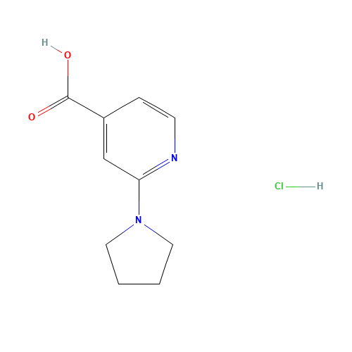 2-pyrrolidin-1-ylpyridine-4-carboxylic acid;hydrochloride (CAS: 1187932-62-2) - Chemical Structure and Molecular Formula 