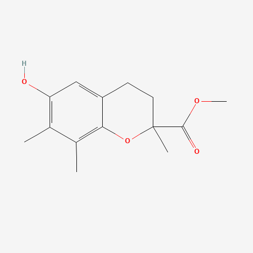 methyl 6-hydroxy-2,7,8-trimethyl-3,4-dihydrochromene-2-carboxylate (CAS: 53713-33-0) - Chemical Structure and Molecular Formula 