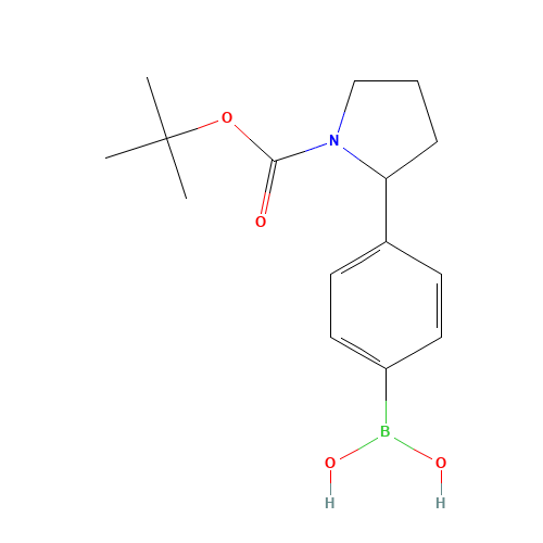 [4-[1-[(2-methylpropan-2-yl)oxycarbonyl]pyrrolidin-2-yl]phenyl]boronic acid (CAS: 1027103-15-6) - Chemical Structure and Molecular Formula 