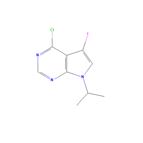 4-chloro-5-iodo-7-propan-2-ylpyrrolo[2,3-d]pyrimidine (CAS: 213744-81-1) - Chemical Structure and Molecular Formula 
