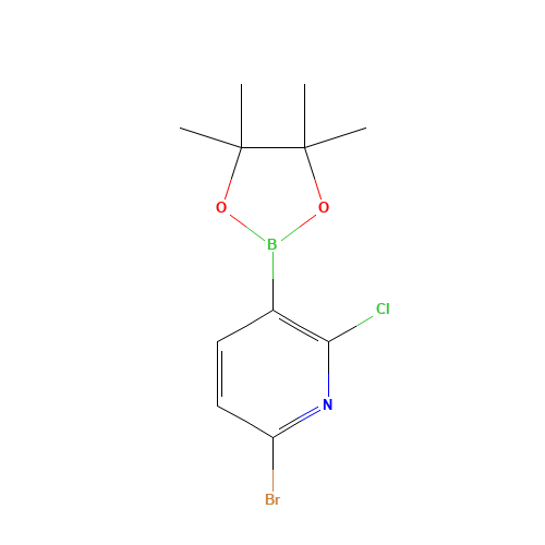 6-bromo-2-chloro-3-(4,4,5,5-tetramethyl-1,3,2-dioxaborolan-2-yl)pyridine (CAS: 1247726-85-7) - Chemical Structure and Molecular Formula 