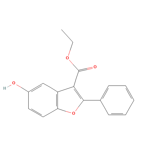 ethyl 5-hydroxy-2-phenyl-1-benzofuran-3-carboxylate (CAS: 4610-75-7) - Chemical Structure and Molecular Formula 