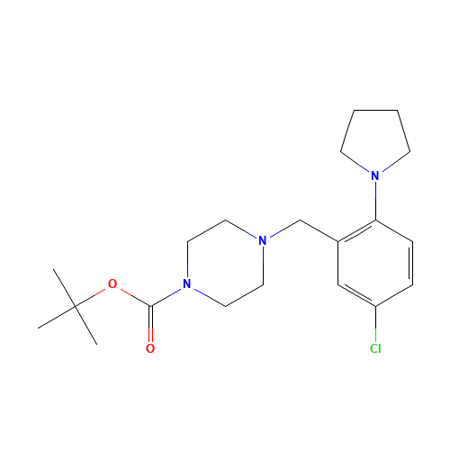 tert-butyl 4-[(5-chloro-2-pyrrolidin-1-ylphenyl)methyl]piperazine-1-carboxylate (CAS: 1446818-74-1) - Chemical Structure and Molecular Formula 