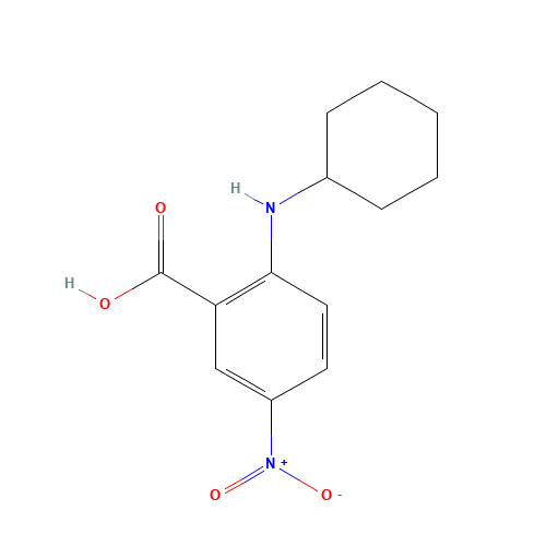 2-(cyclohexylamino)-5-nitrobenzoic acid (CAS: 66380-72-1) - Chemical Structure and Molecular Formula 
