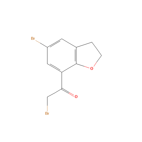 2-bromo-1-(5-bromo-2,3-dihydro-1-benzofuran-7-yl)ethanone (CAS: 690632-70-3) - Chemical Structure and Molecular Formula 